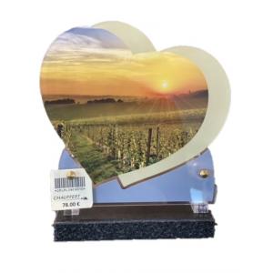 Plaque en plexiglass sur socle coeur