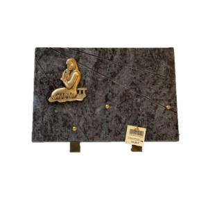 Plaque avec bronze femme et enfant