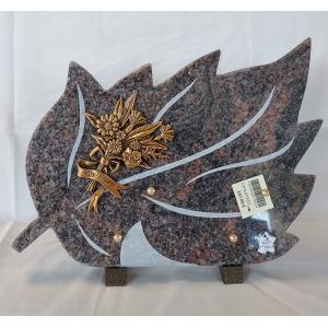 Plaque feuille en granit avec bronze